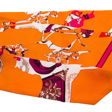 hermes scarf orange horses|hermes orange silk scarf.